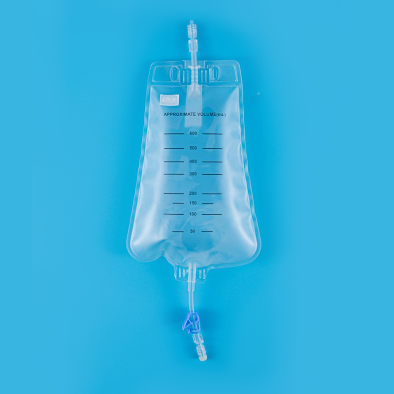 Bolsa de Drenaje de 600ml 30 Micras con Conector Luer y Bolsa de Orina Transparente